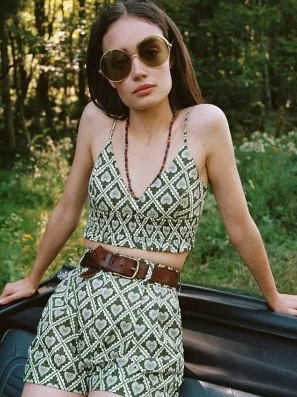 NWT Rhode Stevie Love Lockdown Chive Green Cotton Shorts